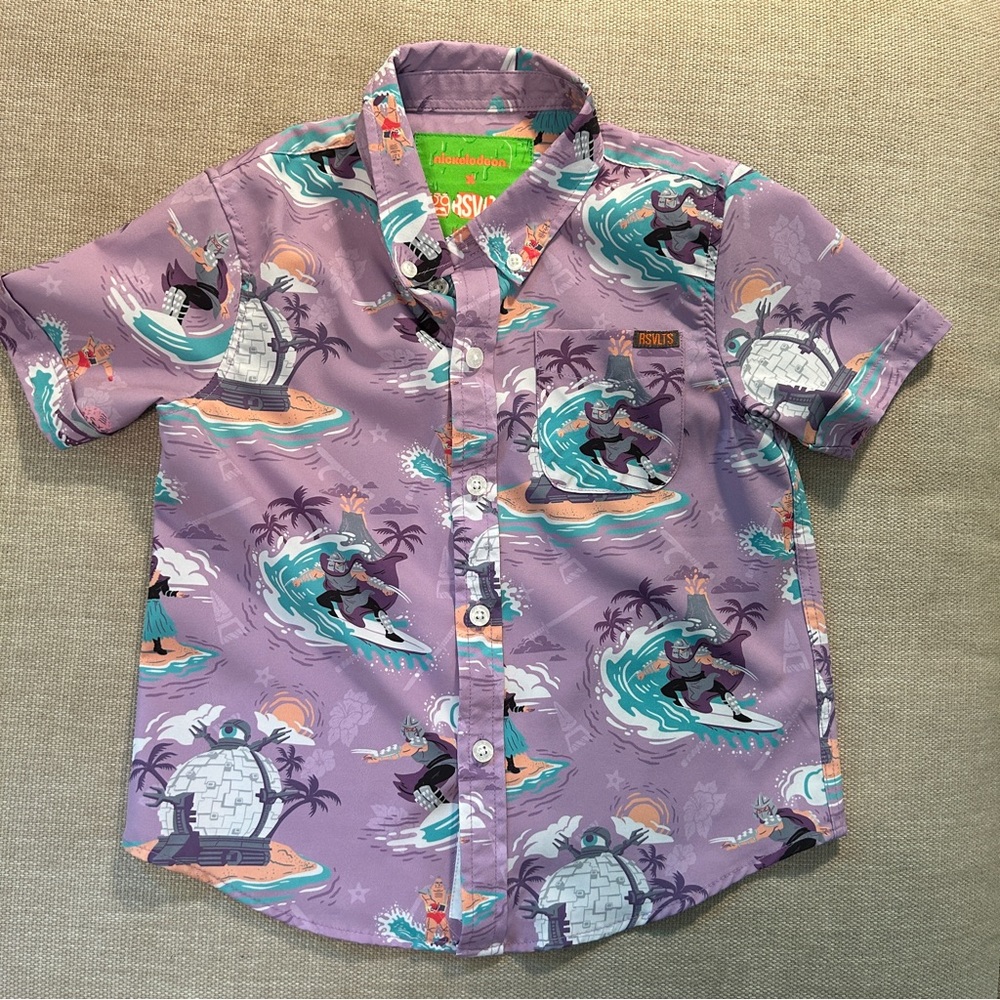 RSVLTS x Teenage Mutant Ninja Turtles “Shredder Shreds” buttondown shirt size 3T
